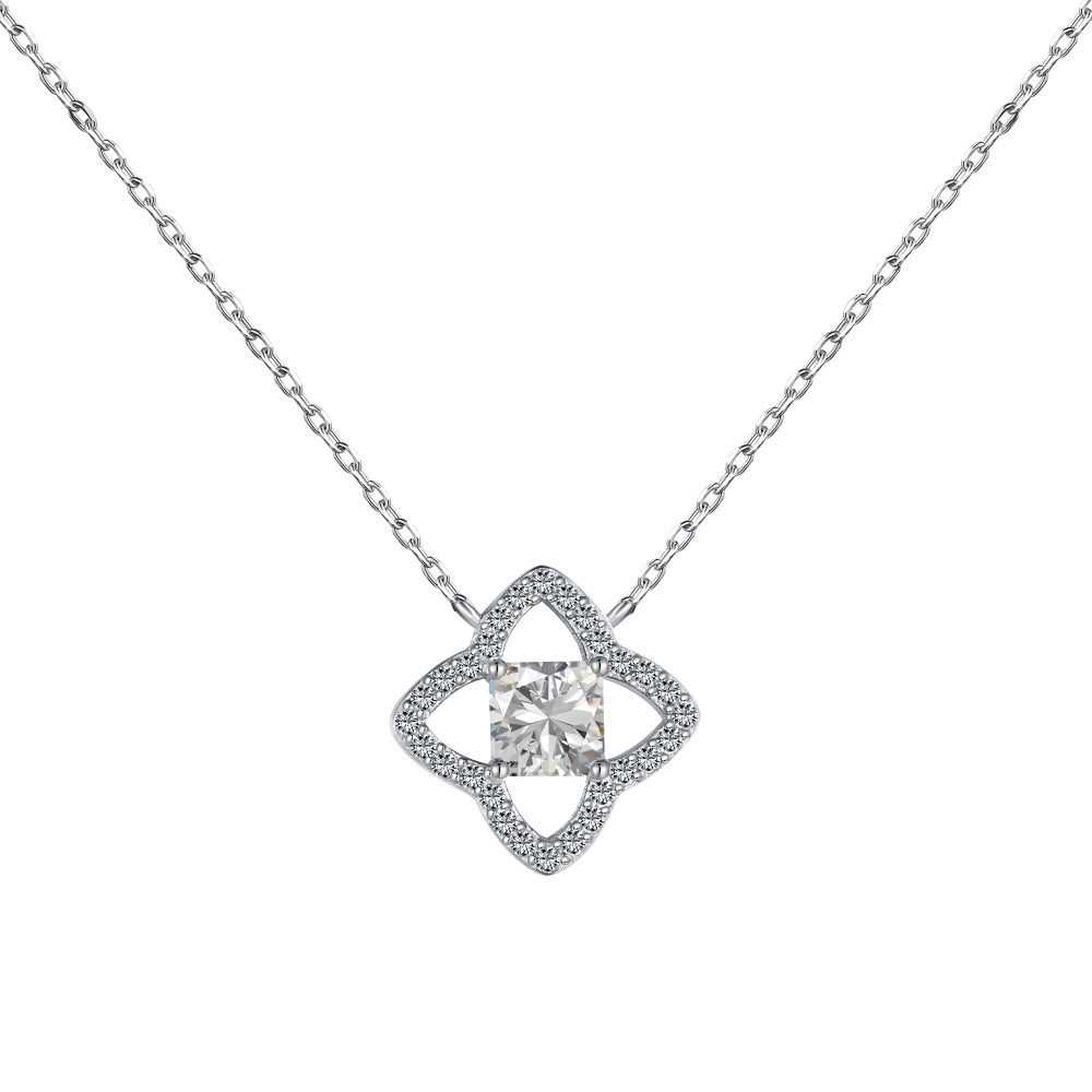 [Kincade Jewelery]Exquisite Flower Shape Princess Cut Necklace