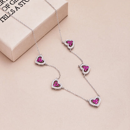 [Kincade Jewelery]Sparkling Five Heart Necklace