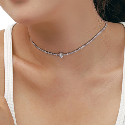 [Kincade Jewelery]1.0 carat Unique Pear Cut Tennis Necklace