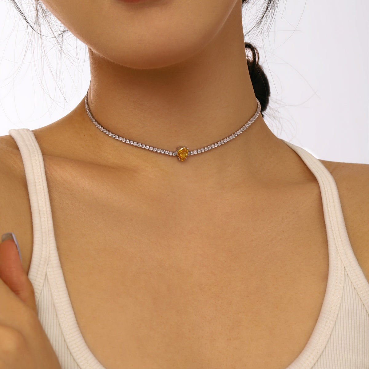 [Kincade Jewelery]1.0 carat Unique Pear Cut Tennis Necklace