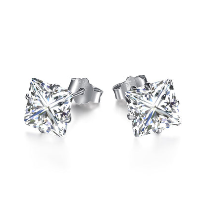 [Kincade Jewelery]Stylish Shiny Square Center Stone Stud Earrings