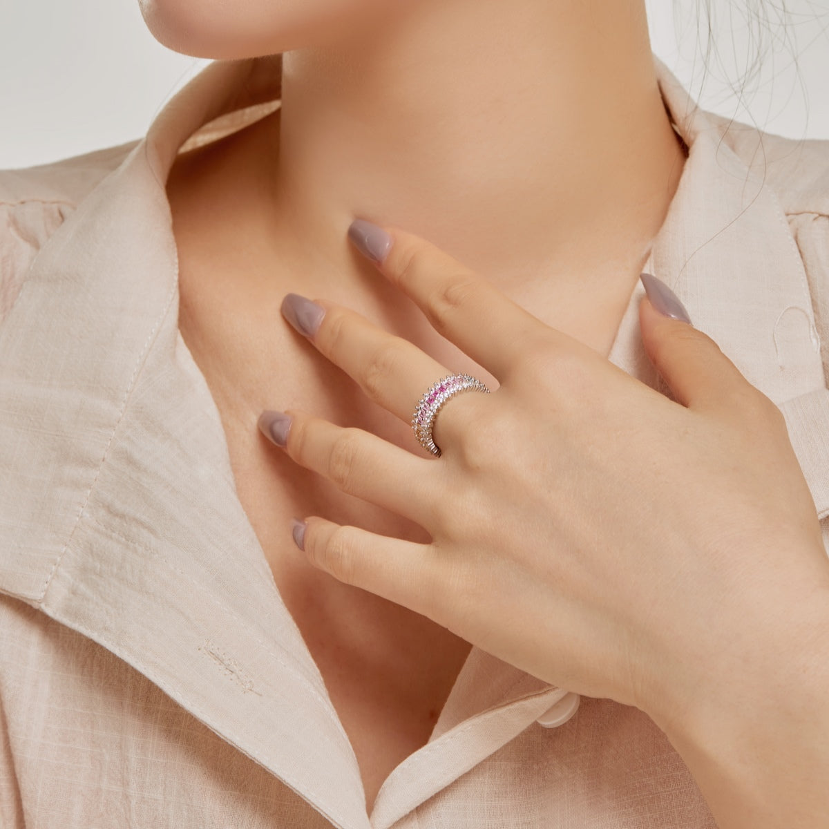 [Kincade Jewelery]Ornate Colorful Radiant Cut Daily Ring