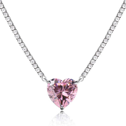 [Kincade Jewelery]8.0 Carat Versatile Colorful Sweet Heart-Shaped Tennis Necklace