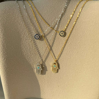 [Kincade Jewelery]Demon Eye Hamsa Palm Necklace