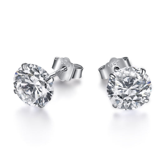 [Kincade Jewelery]Stylish Shiny Round Center Stone Stud Earrings