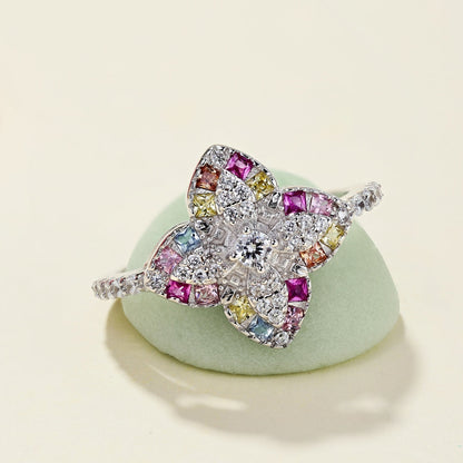 [Kincade Jewelery]Luxurious Colorful Flower Shape Banquet Ring