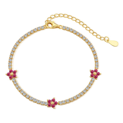 [Kincade Jewelery]Sparkling Flower Shape Tennis Bracelet