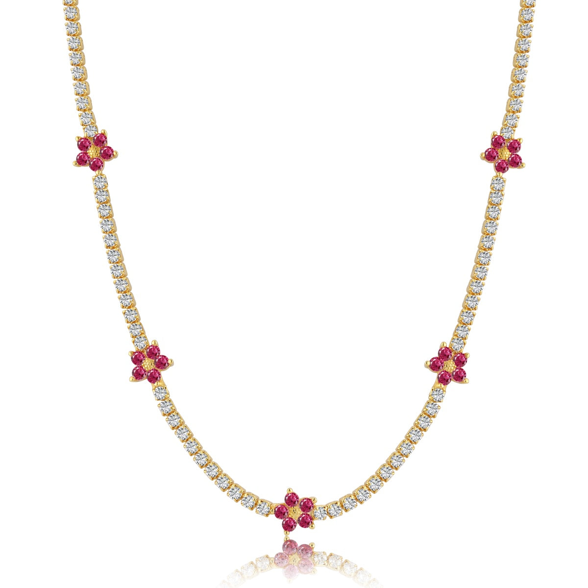 [Kincade Jewelery]Luxurious Colorful Flower Tennis Necklace