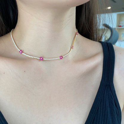 [Kincade Jewelery]Luxurious Colorful Flower Tennis Necklace