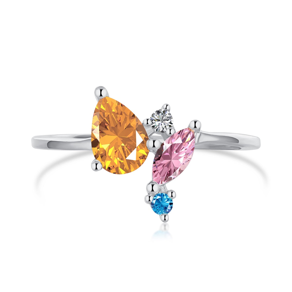 [Kincade Jewelery]Radiant Colorful Multi Cut Daily Ring