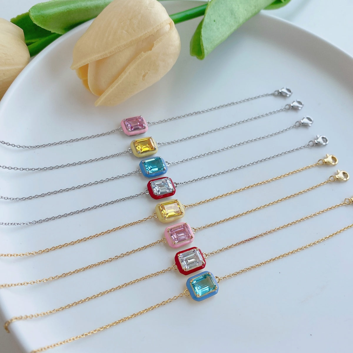 [Kincade Jewelery]2.0 Carat Sparkling Colorful Emerald Cut Daily Bracelet