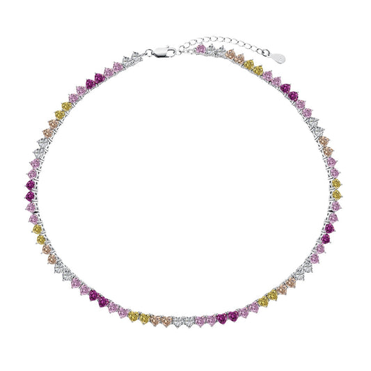 [Kincade Jewelery]Sparkling Colorful Full Heart Tennis Necklace