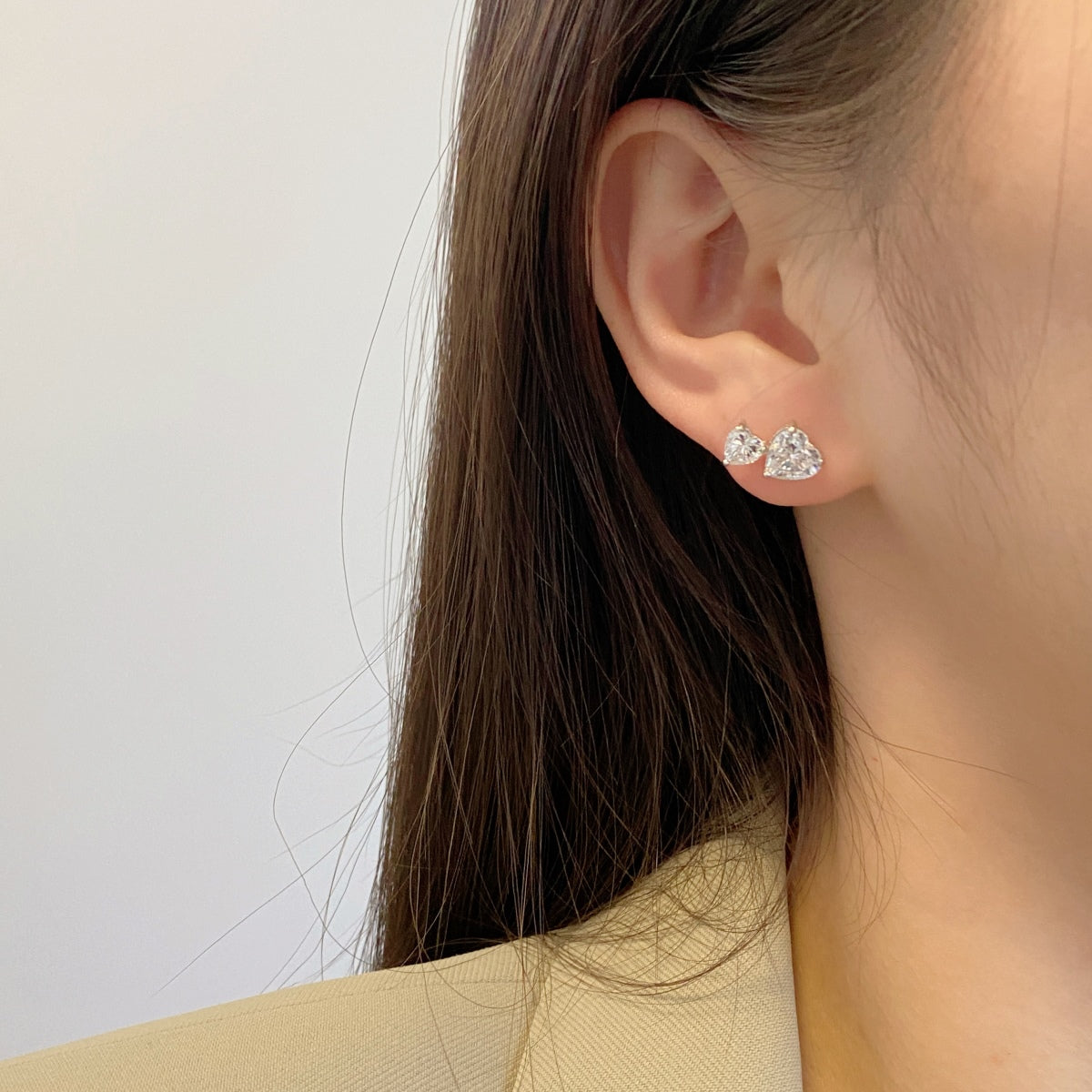 [Kincade Jewelery]Double Heart-Shape Classic Princess Style Earrings