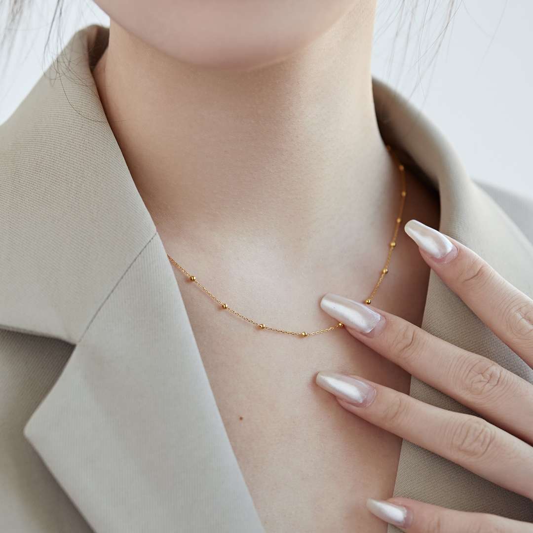 [Kincade Jewelery]Small Bead Clavicle Chain Simple Necklace