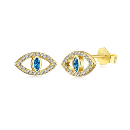 [Kincade Jewelery]Blue Devil Eyes Hollow Stud Earrings