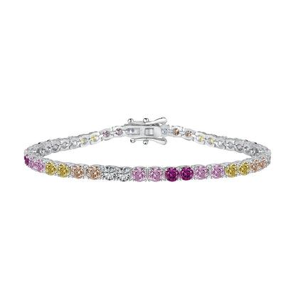 [Kincade Jewelery]Radiant Colorful Round Cut Tennis Bracelet
