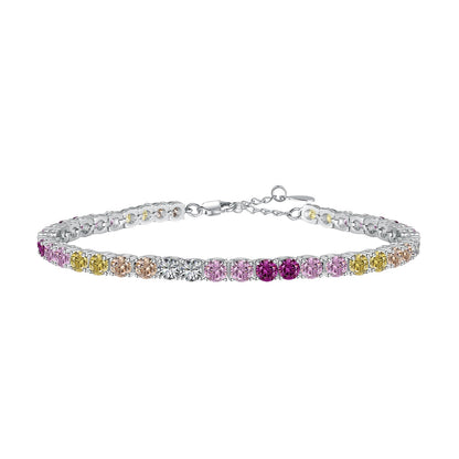 [Kincade Jewelery]Radiant Colorful Round Cut Tennis Bracelet