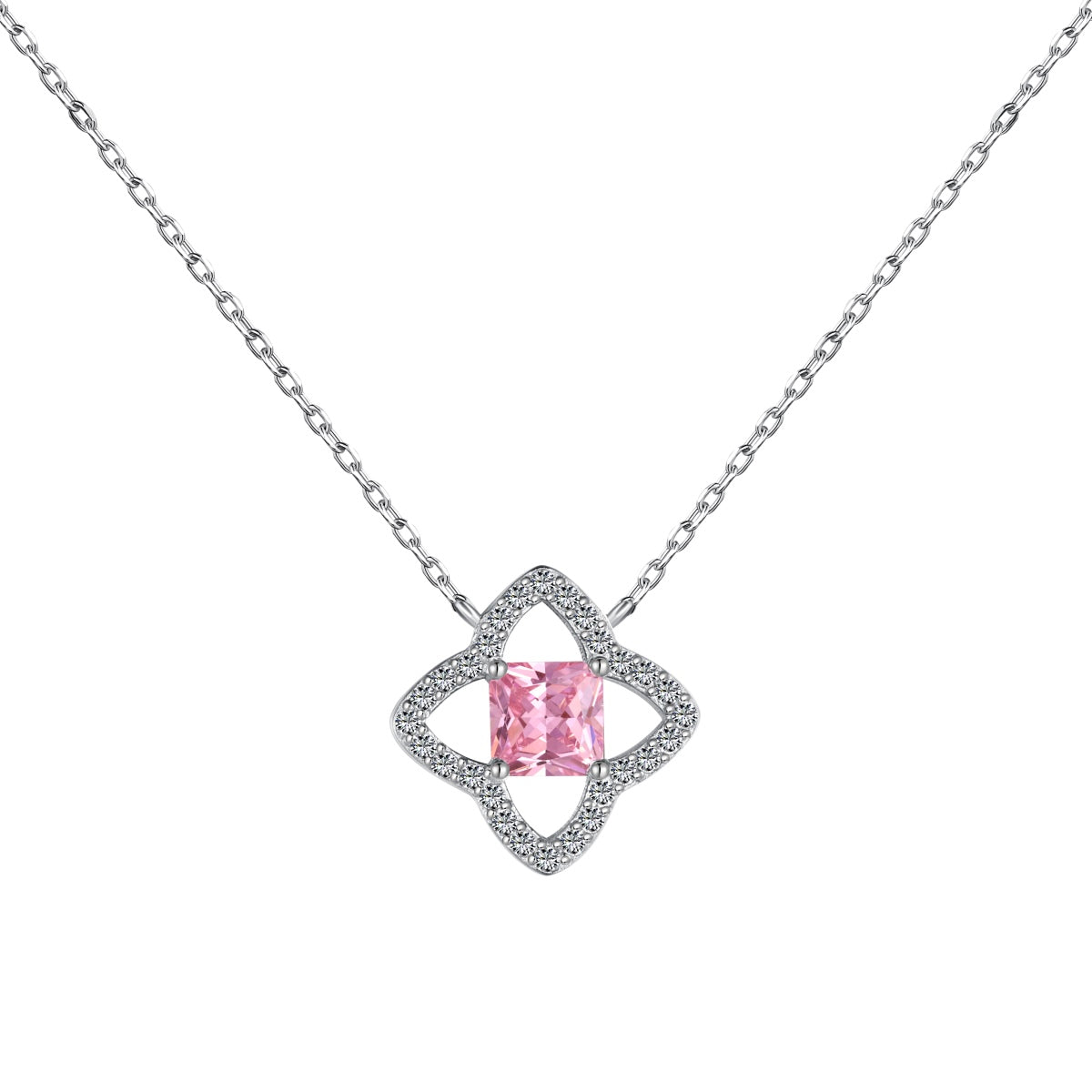 [Kincade Jewelery]Exquisite Flower Shape Princess Cut Necklace