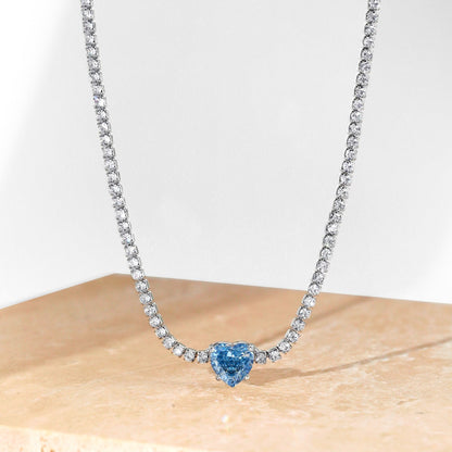 [Kincade Jewelery]2.0 Carat Sparkling Tennis Heart Cut Necklace