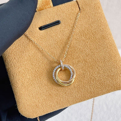 [Kincade Jewelery]TRINITY NECKLACE SILVER GOLD PINK GOLD DIAMONDS