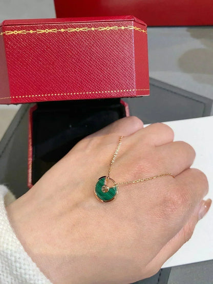 [Kincade Jewelery]AMULETTE ROSE GOLD MALACHITE NECKLACE