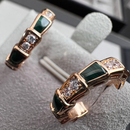 [Kincade Jewelery]SERPENTI MALACHITE PINK GOLD EARRINGS