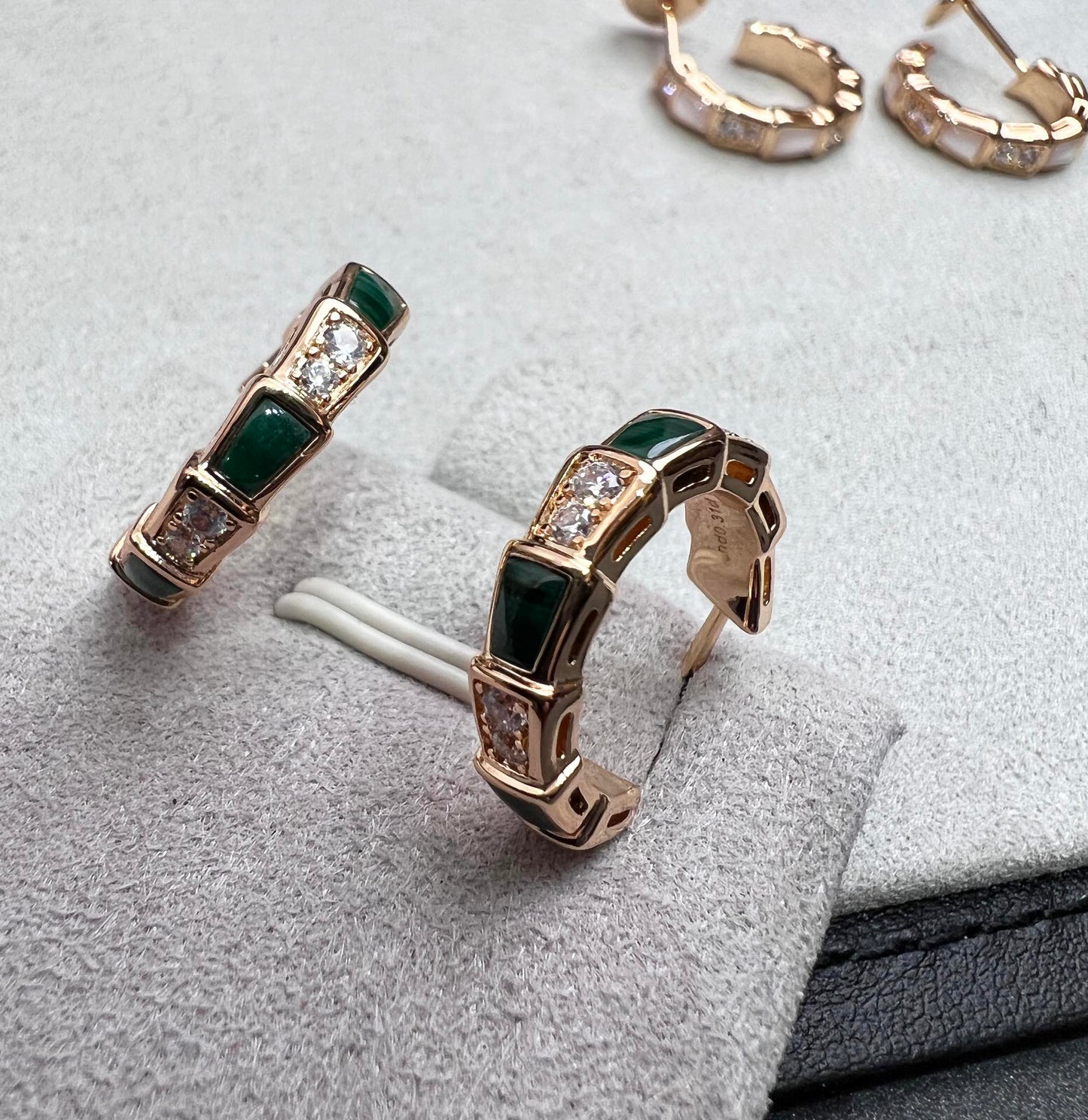 [Kincade Jewelery]SERPENTI MALACHITE PINK GOLD EARRINGS