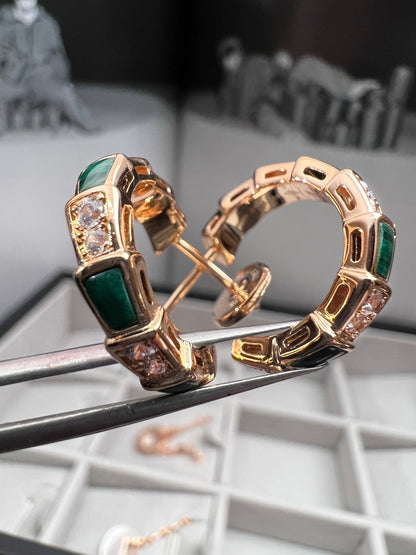 [Kincade Jewelery]SERPENTI MALACHITE PINK GOLD EARRINGS