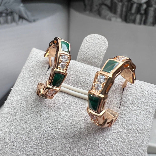 [Kincade Jewelery]SERPENTI MALACHITE PINK GOLD EARRINGS