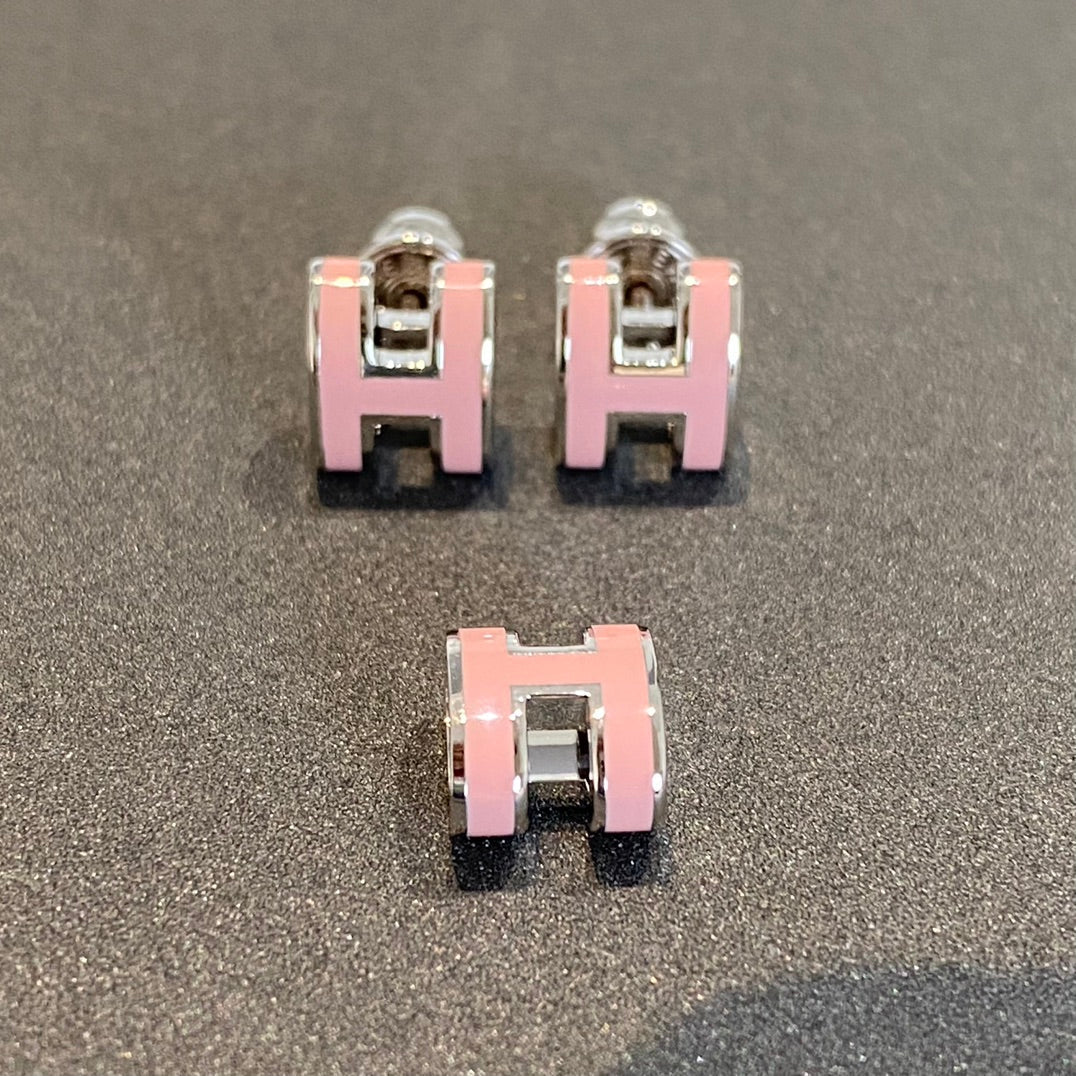 [Kincade Jewelery]MINI POP H SILVER EARRINGS PINK