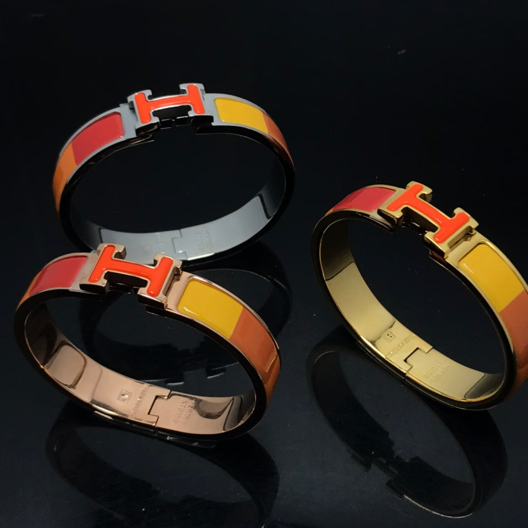 [Kincade Jewelery]H BRACELET ORANGE RAINBOW CERAMIC