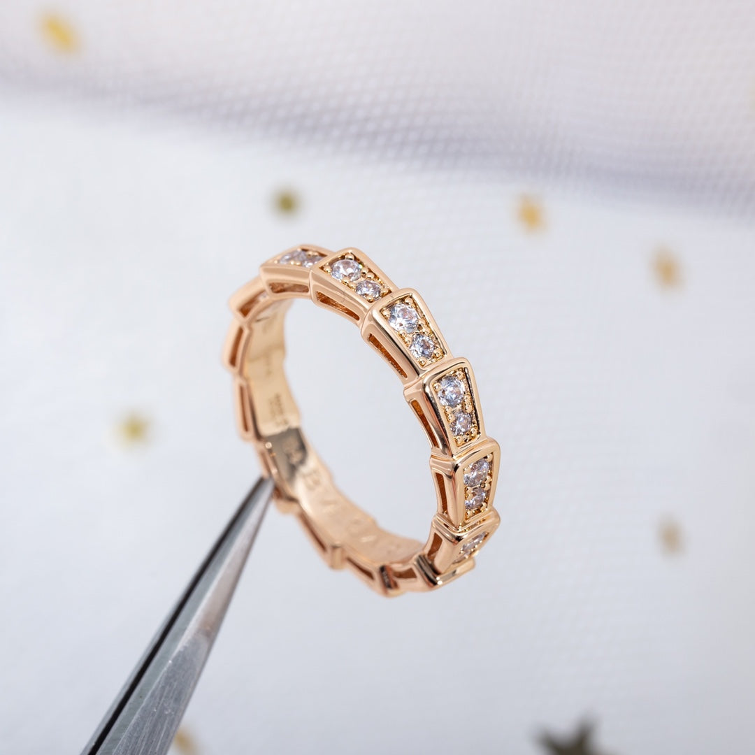 [Kincade Jewelery]SERPENTI RING PINK GOLD DIAMOND PAVED 3MM