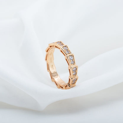 [Kincade Jewelery]SERPENTI RING PINK GOLD DIAMOND PAVED 3MM