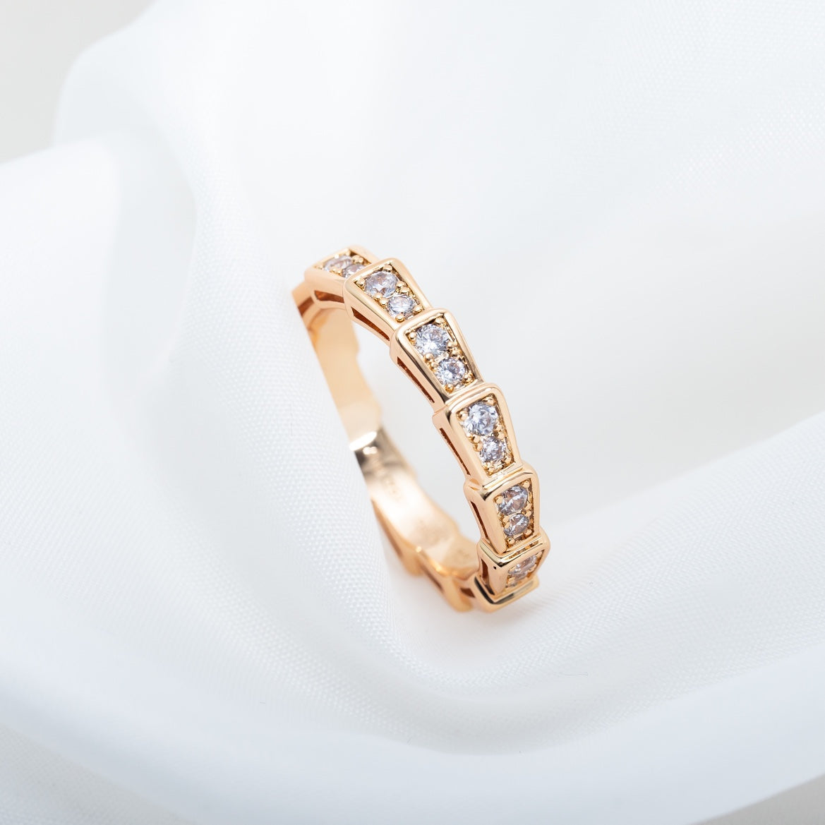 [Kincade Jewelery]SERPENTI RING PINK GOLD DIAMOND PAVED 3MM