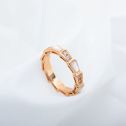 [Kincade Jewelery]SERPENTI RING PINK GOLD DIAMOND MOP 3MM
