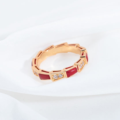 [Kincade Jewelery]SERPENTI RING PINK GOLD CARNELIAN DIAMOND 3MM