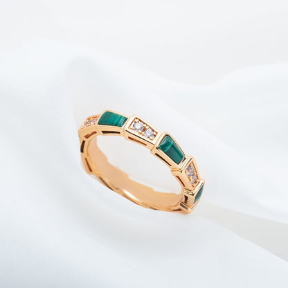 [Kincade Jewelery]SERPENTI RING PINK GOLD MALACHITE DIAMOND 3MM