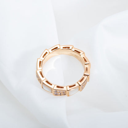 [Kincade Jewelery]SERPENTI RING PINK GOLD MOP DIAMOND PAVED 4MM