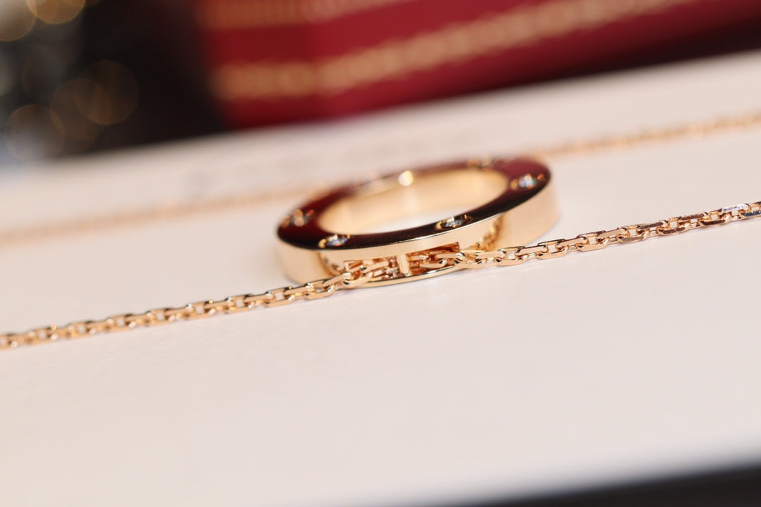 [Kincade Jewelery]LOVE NECKLACE 16MM 6 DIAMONDS PINK GOLD