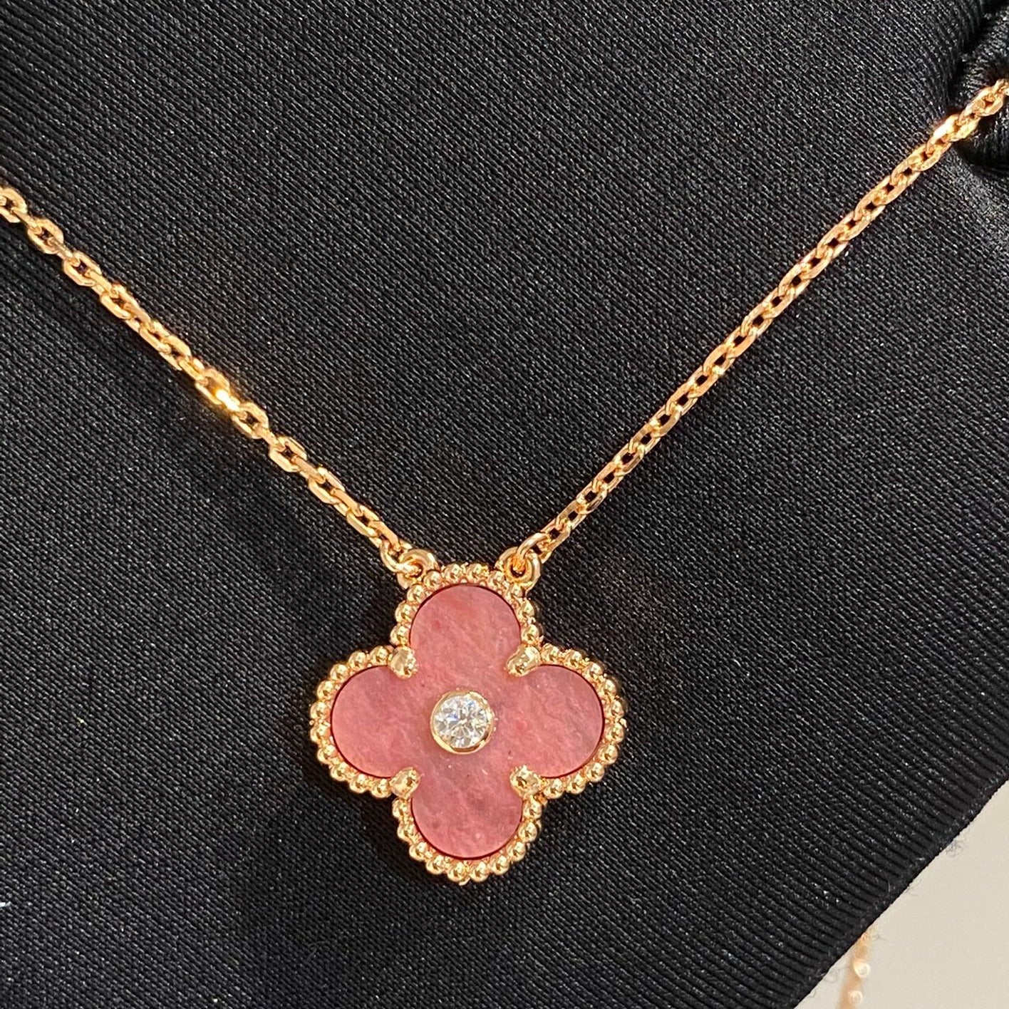 [Kincade Jewelery]Kincade 15MM DIAMOND RHODONITE NECKLACE