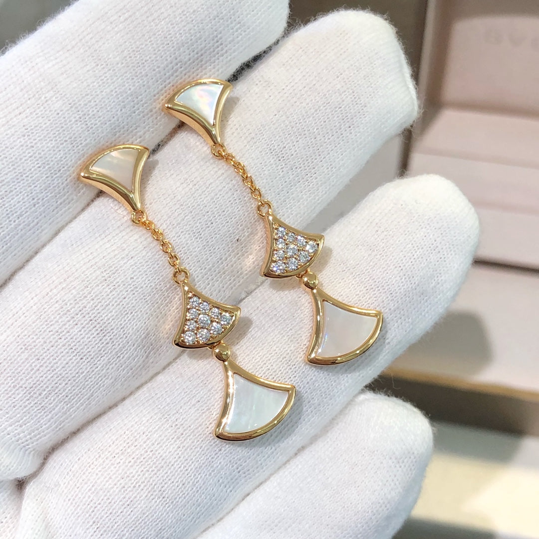 [Kincade Jewelery]DREAM EARRINGS 3 MOTIFS DIAMOND MOP PINK GOLD