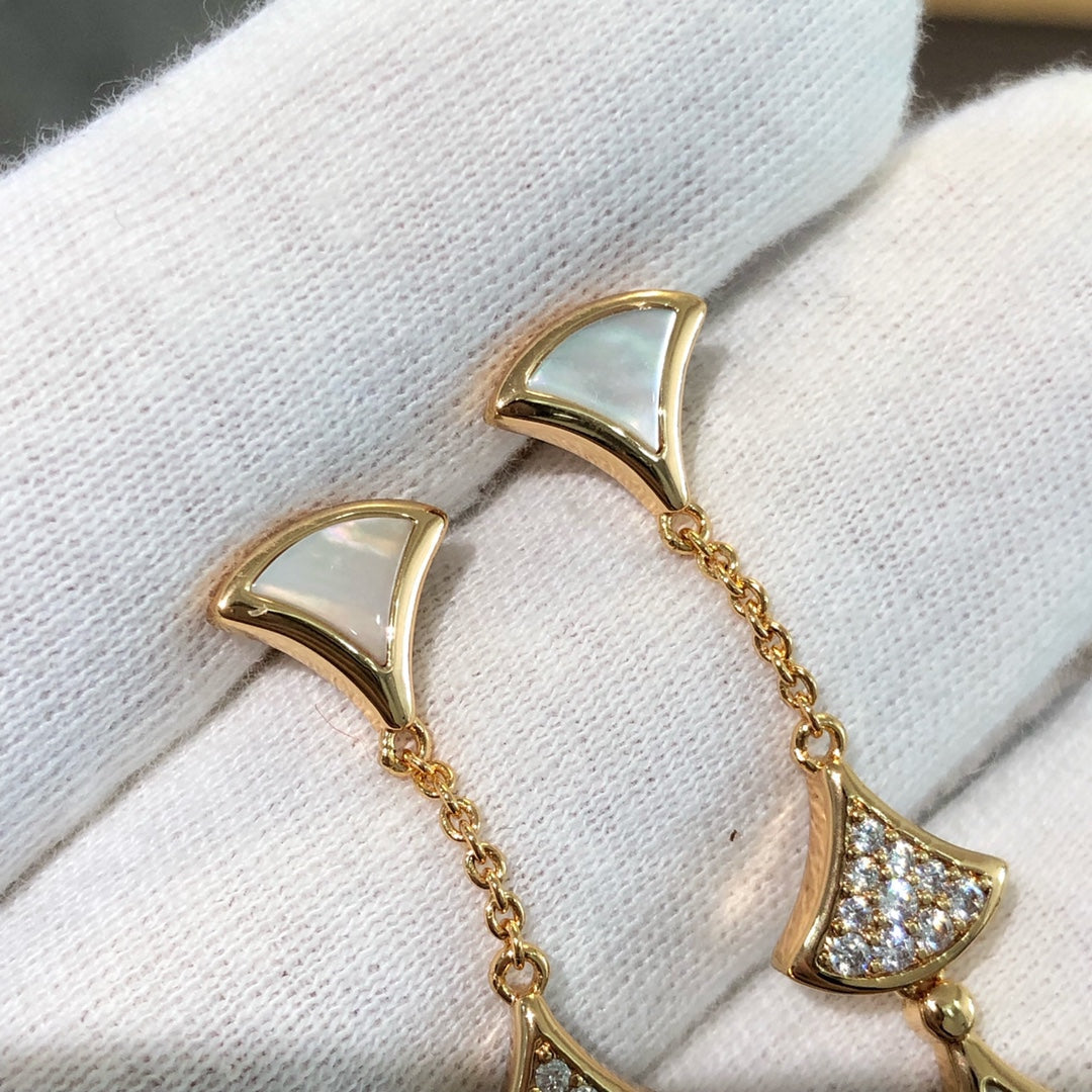 [Kincade Jewelery]DREAM EARRINGS 3 MOTIFS DIAMOND MOP PINK GOLD