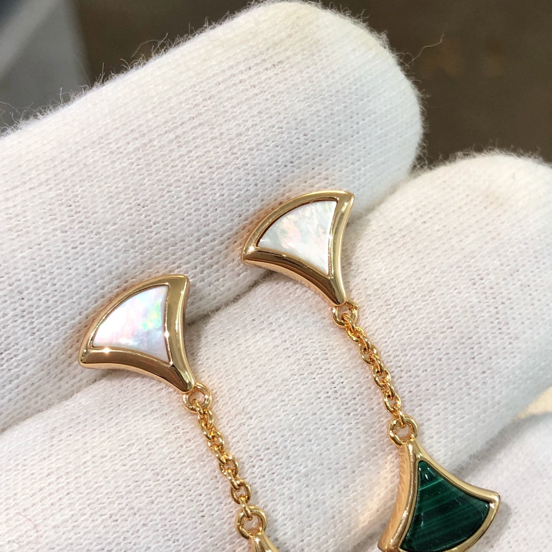 [Kincade Jewelery]DREAM EARRINGS 3 MOTIFS MALACHITE MOP PINK GOLD