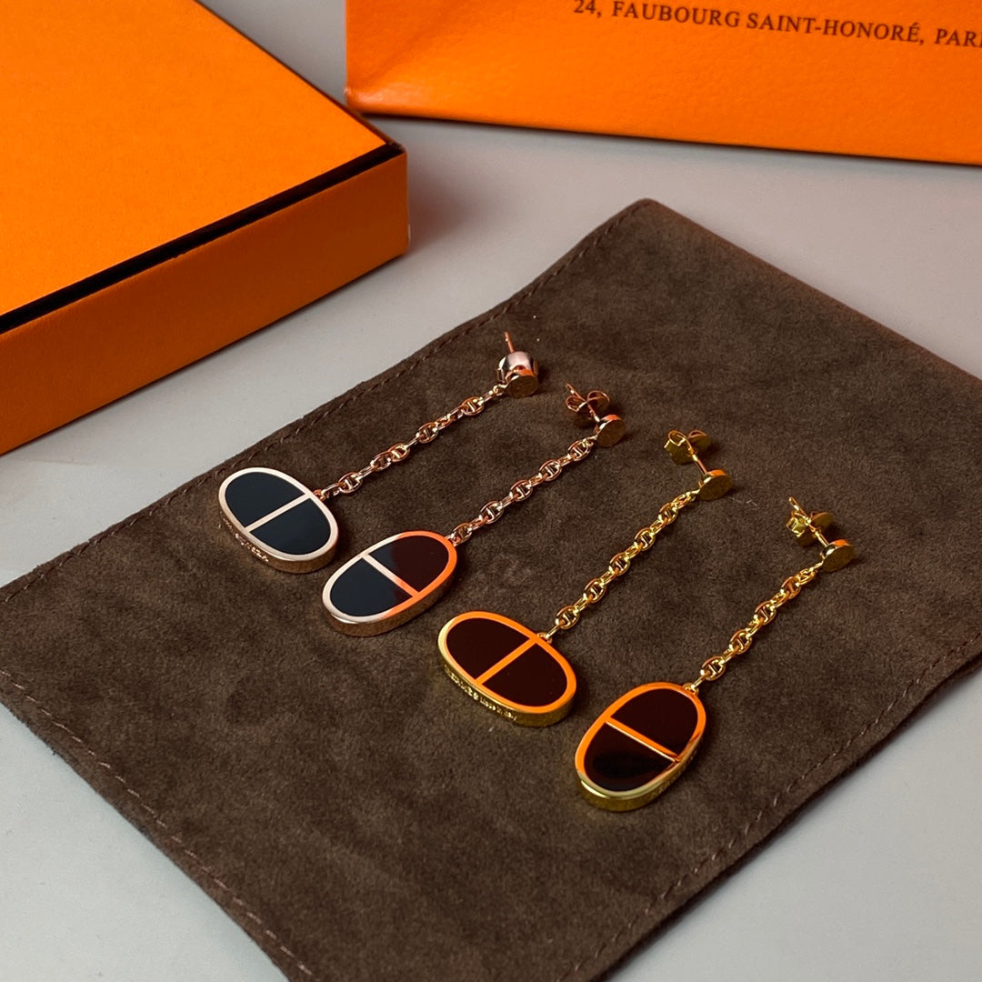 [Kincade Jewelery]CHAINE VERSO BLACK CERAMIC EARRINGS