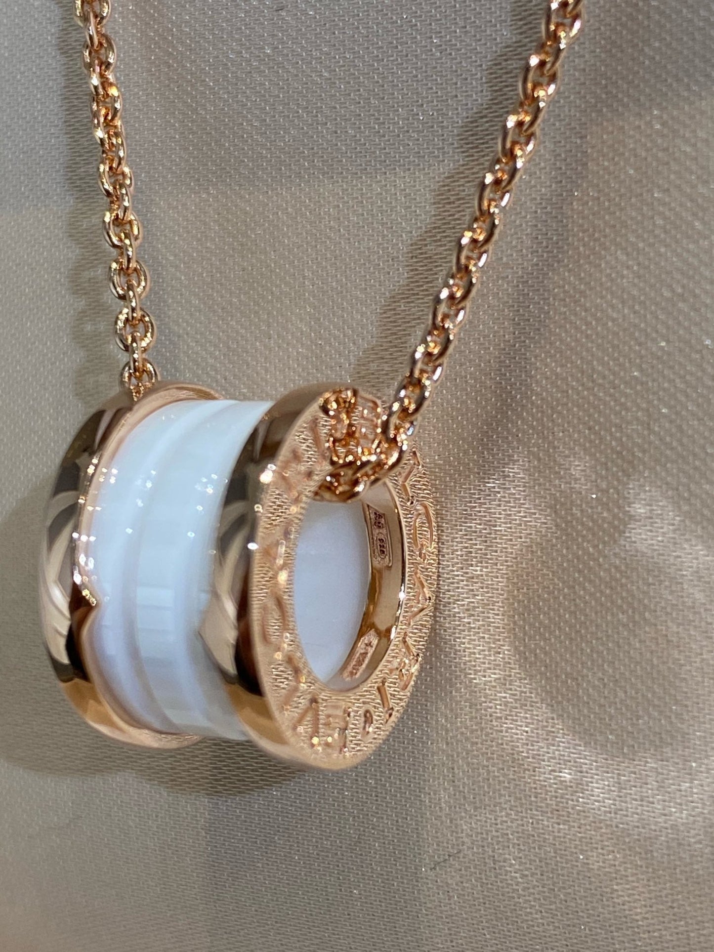 [Kincade Jewelery]ZERO 1 WHITE CERAMIC PINK GOLD NECKLACE