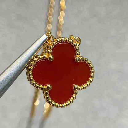 [Kincade Jewelery]Kincade 15MM CARNELIAN SINGLE FLOWER NECKLACE