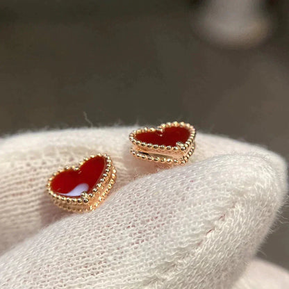 [Kincade Jewelery]HEART CARNELIAN STUD EARRINGS