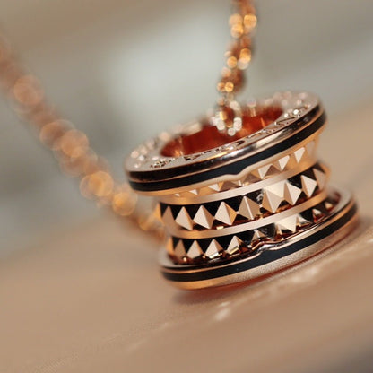 [Kincade Jewelery]ZERO 1 ROCK PEDANT PINK GOLD BLACK NECKLACE