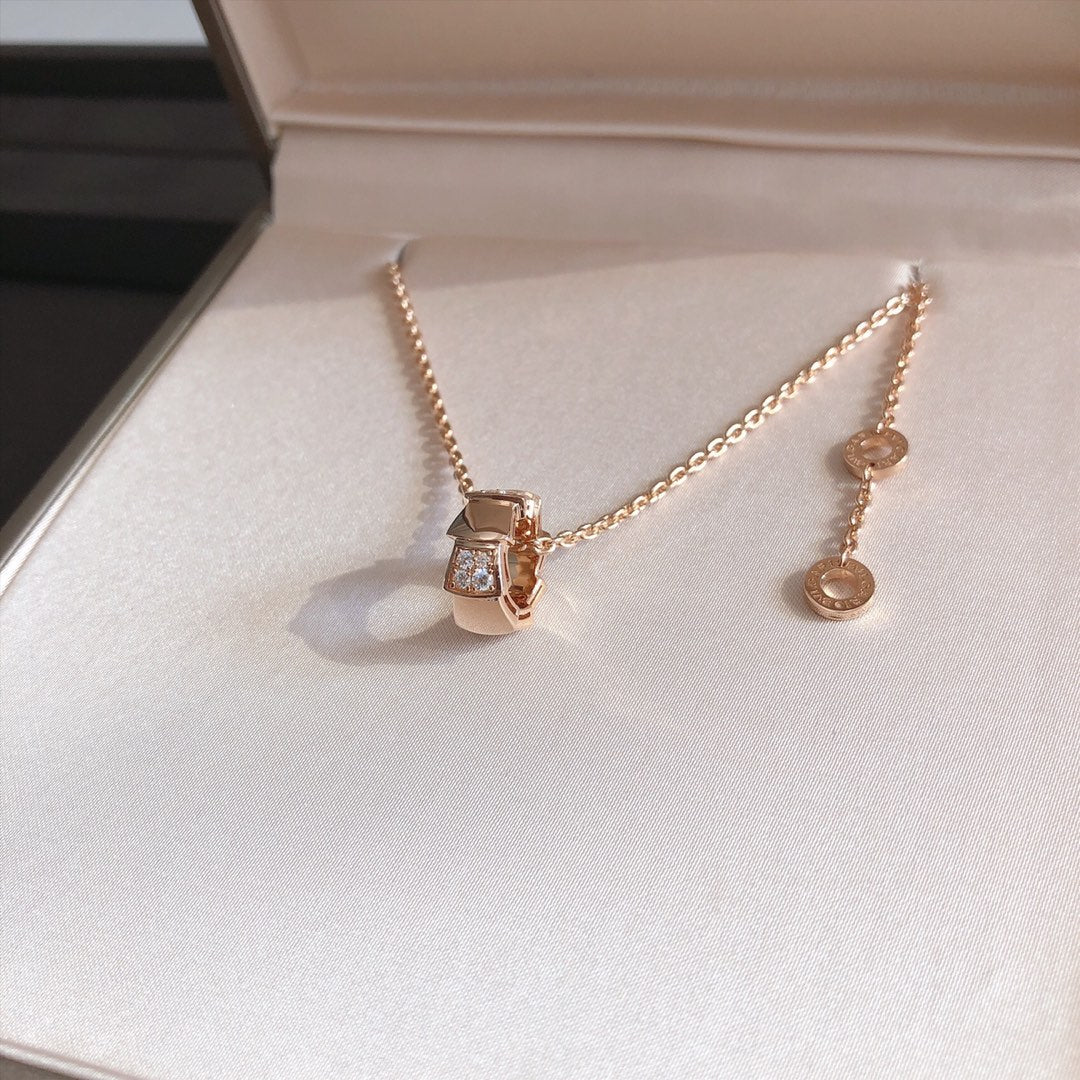 [Kincade Jewelery]SERPENTI PEDANT DIAMOND PINK GOLD NECKLACE