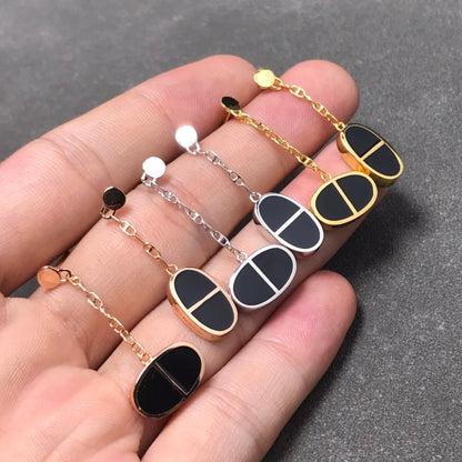 [Kincade Jewelery]CHAINE VERSO BLACK CERAMIC SILVER EARRINGS